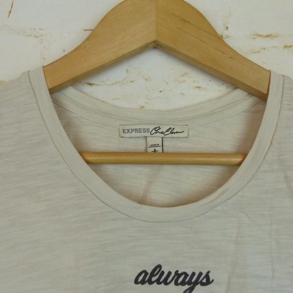 Express One Eleven Graphic Tank Womens S Ivory Cream Always Chillin Beach Summer - Picture 4 of 10
